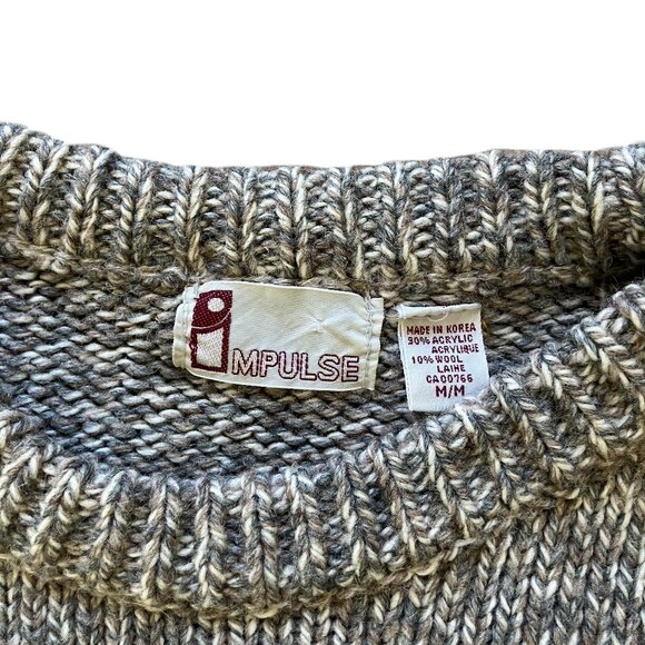 Impulse Brand Fair Isle Pullover Sweater Grey/Brown Vintage 90s Nordic Style - Picture 7 of 7